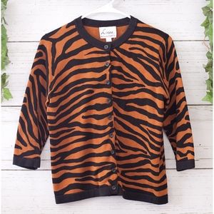 Tiger Striped Cardigan Women's Small